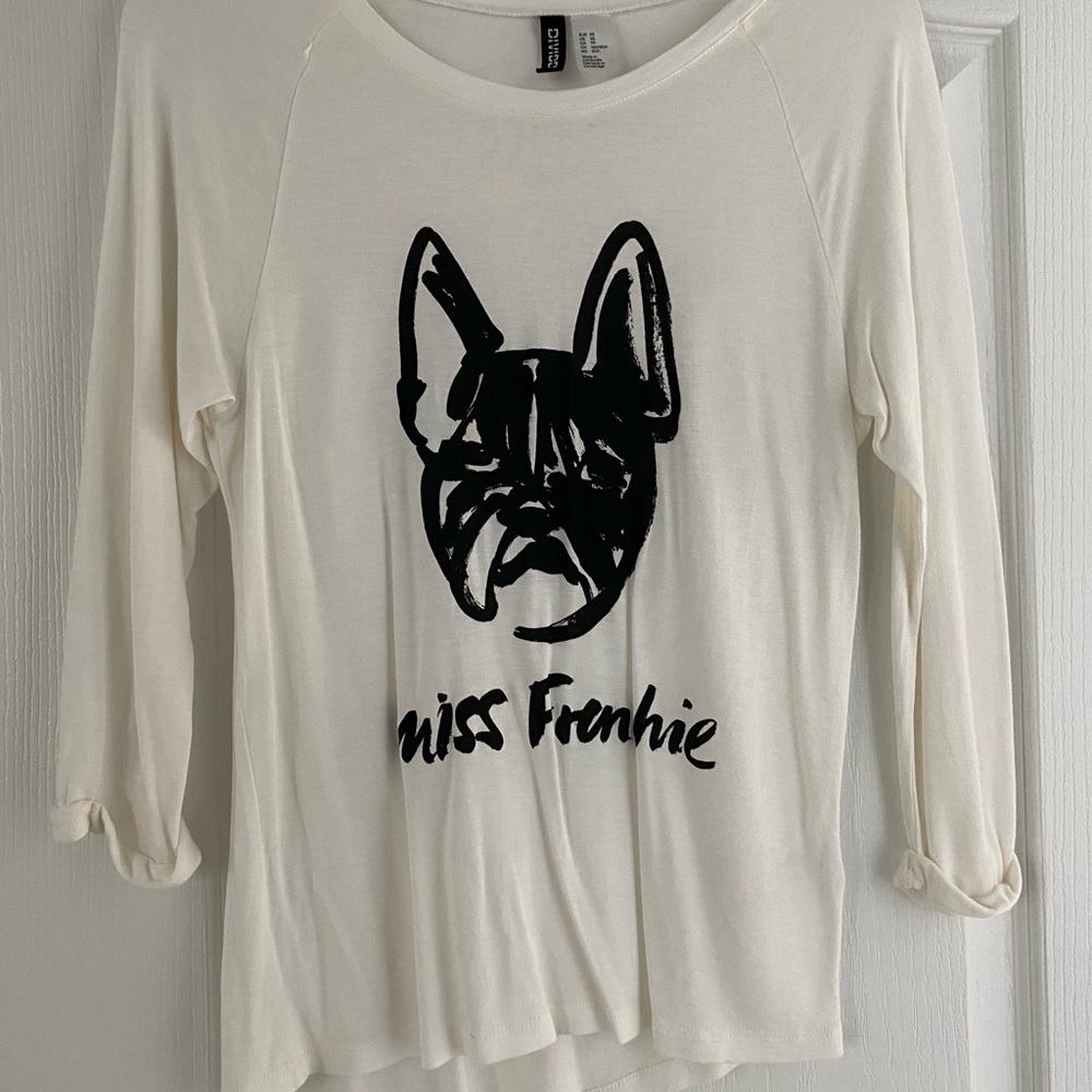 Divided White 'Miss Frenchie' Dog Top
